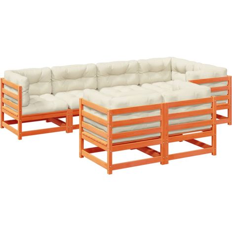 Maison Exclusive - Set de sofás jardín 7 pzas con cojines madera (1/5)