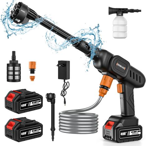 6 in 1 60Bar High Pressure Washer Car Water Gun 20000mAh Home Garden Cleaning Washing Machine Gun for Makita Battery(20000mAh Battery x2)