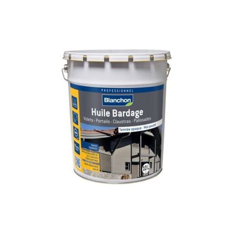 Blanchon – Huile pour bois 10L – Opaque gris naturel – Imprégnation durable pour bardages et bois extérieurs – Application facile sans essuyage