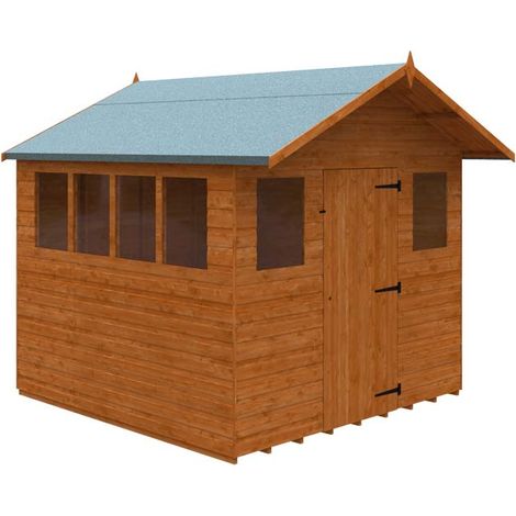 8 x 8 Feet Cabin 12mm Shed - Solid Wood/Softwood/Pine - L235 x W235 x H243.7 cm - Burnt Orange