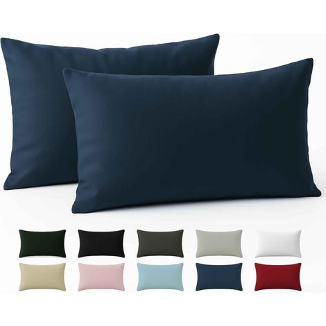 Taie Oreiller 50x70 Coton Renforcé Set de 2 Bleu Foncé Tissage serré de 57 Fils/cm² Taie Oreiller 50 x 70 cm (1/5)