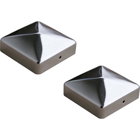 Winox – Chapeau pyramide inox pour poteau 7x7 cm – Acier inoxydable 0.75 mm – 2 trous Ø 5 mm – Lot de 2 unités