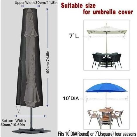Telo di copertura per ombrellone impermeabile, resistente ai raggi UV e robusto, realizzato in tessuto Oxford 210D, con cerniera e borsa per il trasporto. (1/4)