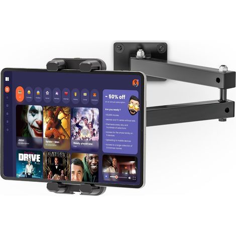 Support Mural pour Tablette, Support Mural en Alliage d'Aluminium à Bras Long pour les Entreprises et la Maison, Support Mural pour Tablette Compatible avec les Tablettes de 4,7 à 13,5 Pouces (1/5)