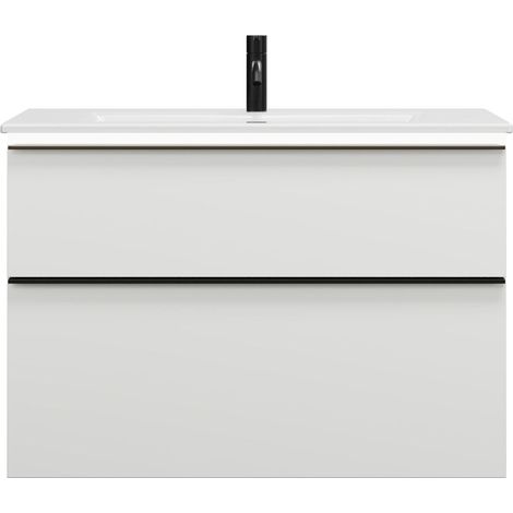 burgbad Eqio Slim lavabo de cerámica con mueble bajo para lavabo (1/2)