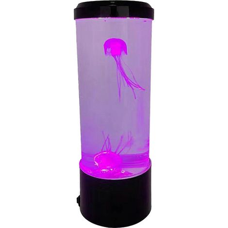 Lampe de nuit méduse à LED alimentée par USB, 7 couleurs changeantes, style aquarium, douce lumière et effet de mouvement, 8 x 8 x 22 cm (1/4)