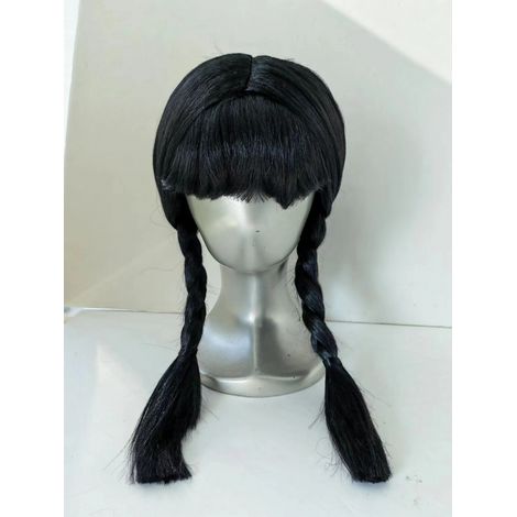 Peluca de trenzas negras de Wednesday Addams (1/3)