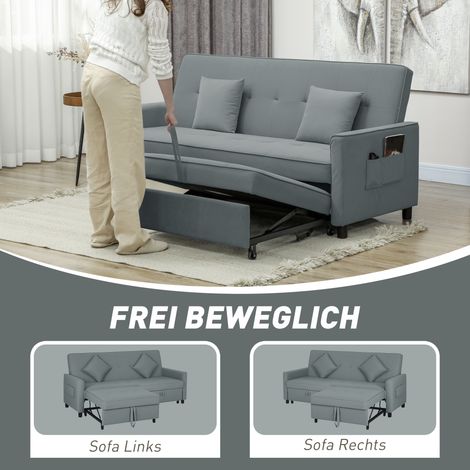 Canapé convertible 3 places, sofa-lit réglable avec fonction couchage, canapé-lit escamotable avec coussins, gris (1/5)