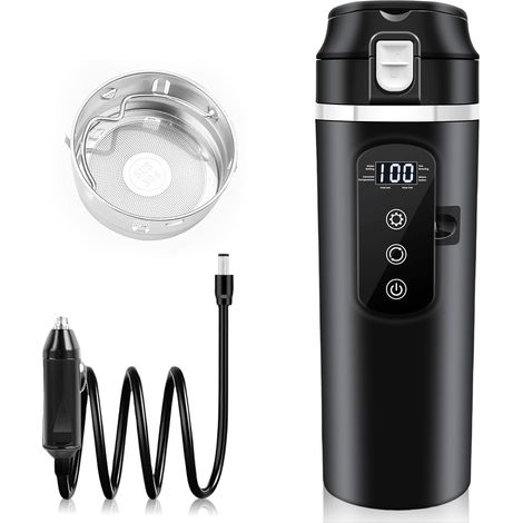 Bouilloire électrique de voyage pour voiture, 12V/24V, revêtement intérieur en acier inoxydable 304 de 500ml, convient aux voitures et aux camions. (1/5)