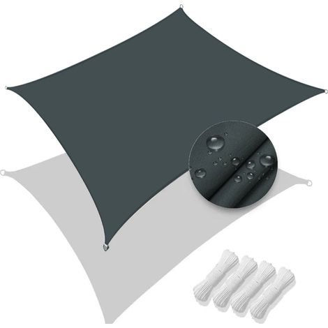 Voile d'ombrage imperméable (gris foncé, 2 x 4 m), protection UV à 95 %, auvent de jardin (1/5)