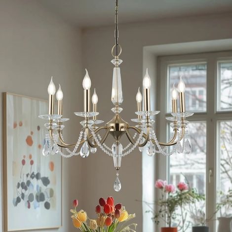 [GEBRAUCHT] B-Ware Kronleuchter Lampe Leuchte Adone Rund Messing Kristallglas Beleuchtung 8 Flammig