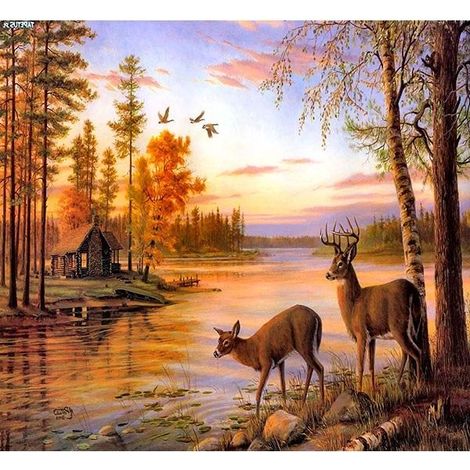 Mosaico di diamanti 5D - Cervo 40x30cm