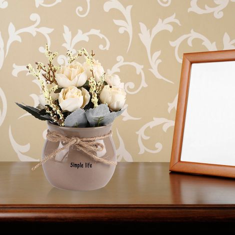 Pot de fleurs en céramique en forme de rose, une décoration élégante pour l'intérieur et l'extérieur. (1/4)