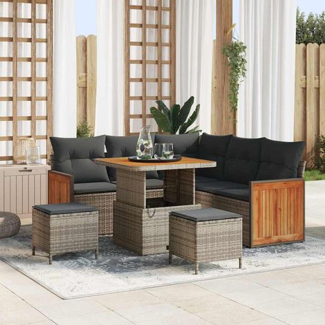 Set Divano da Giardino 9 pz 6-Numero di posti Grigio polyrattan vidaXL (1/5)