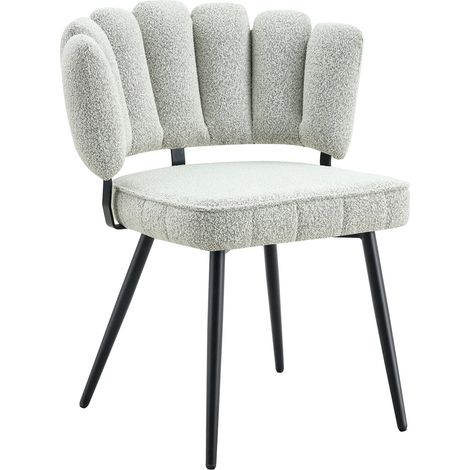 Ensemble table ronde 107 cm en MDF effet noyer avec double étagère + 2 chaises en tissu bouclé crème à dossier floral (1/5)