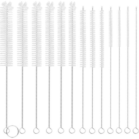 Set of 13 Long Baby Bottle Brushes, Cleaning Brush - Straw, Pipe Cleaner, Fine Brush for Milk Tube, Multipurpose Brush for Cleaning Teapots, Nozzle, Straws, Mini Drain Brush (1/4)