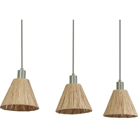OSRAM Suspension Decor Raffia Linear vert et marron en raphia et métal, E27, long. 845 mm, abat-jour en matériau recyclé, durable grâce à sa source lumineuse remplaçable, montage simple (1/5)