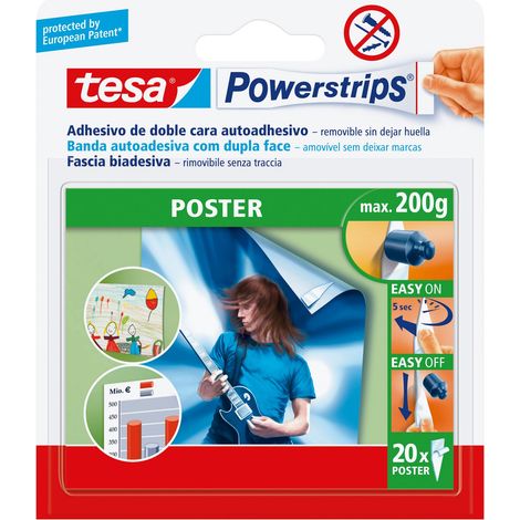 TESA POWERSTRIPS 20 STRISCE BIADESIVE POSTER TESA CF 15,0 (1/2)