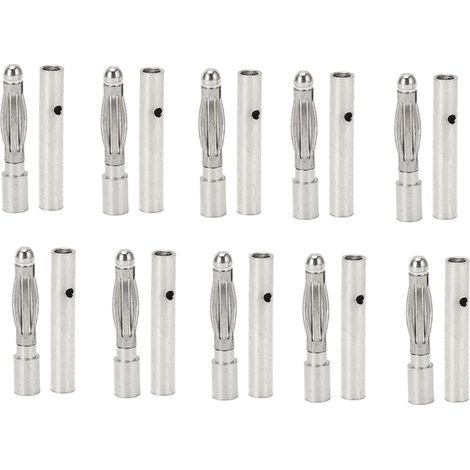 10 Pièces Fiche Banane Balle 2,5 Mm, Connecteur Banane plaqué Or, Fiche de Circuit d'avion Modèle, Fiche en Cuivre Rouge pour Connecteur de Prise de Moteur de Batterie ESC (1/5)