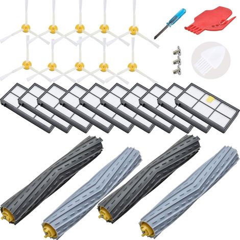 Kit de repuestos para aspiradoras robot iRobot Roomba serie 8/9, 25 piezas (2 juegos de cepillos principales + 10 cepillos laterales + 10 filtros + 1 cepillo de limpieza + 1 (1/5)