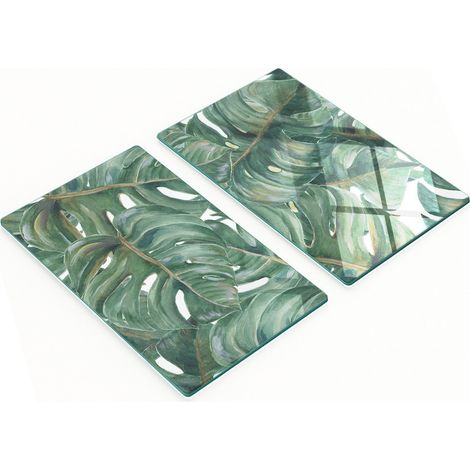 Planches décoratives multifonctionnelles de cuisine en verre trempé Monstera 2x30x52 cm (1/5)