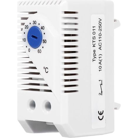 Thermostat électrique mécanique ajustable 0-60℃ avec interrupteur et bouton bleu - Contrôleur de température pour chauffage et ventilation (1/4)