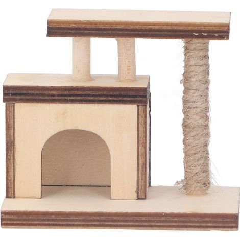 Griffoir miniature pour chat modèle multifonction - Décoration de maison de poupée DIY à l'échelle 1:12, jouet mini pour chat, style 1 (env. 6,5 x 5,5 x 3,5 cm) (1/5)