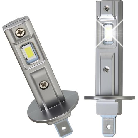 H1 LED Bulb 4000LM 2pcs 20W 6000K Cool White Car Bulb 12V 8 LEDs 1:1 Halogen Size Direct Replacement Road or Crossing Lights Aluminium Housing Light Pattern Adjustable 360° (1/5)