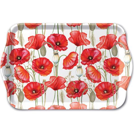 Mini plateau coquelicots rouges 20,5 x 13,5 cm