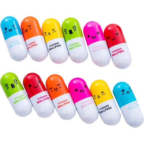 Pills Shaped Pens Smoother Writing Retractable Mini Portable Cute Cartoon Pills Shaped Pens for Classroom Reward Gifts (1/5)