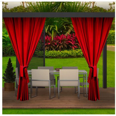 Rideaux D'extérieur Rouge Rideau 2x155x240cm Rideau pour Pergola Imperméable Rideau Exterieur pour Terrasse Rideau Pare-Soleil pour Balcon