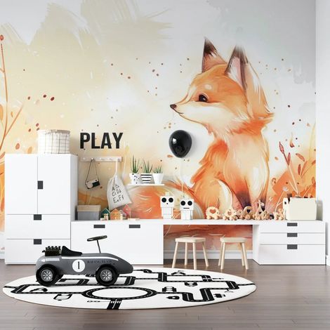Papier Peint Enfant - Petit Renard Songeur - 400 x 260 cm (1/2)