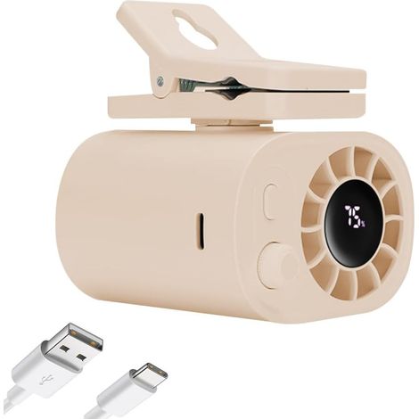 Clip Fan, 360° Rotation Portable Waist Fan with 100 Speeds, Digital Display, 1800mah for Table Clothes Umbrella Pole Outdoor Travel,Beige (1/5)