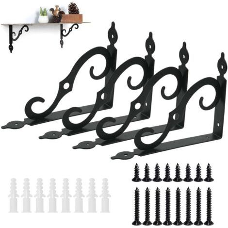 Equerre Etagere Murale 4 Pièces 19cm 14cm Equerre Charge Lourde Equerre Metal Etagere Equerre Fixation pour Étagère de Livres Jardinage Cuisine