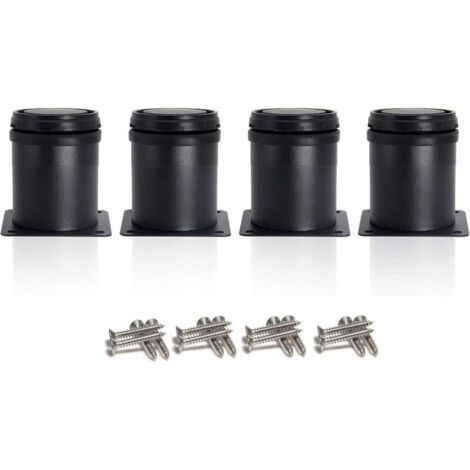 4 pieds de meuble noirs de 50 mm, réglables en hauteur de 0 à 15 mm avec des vis en acier inoxydable (1/5)
