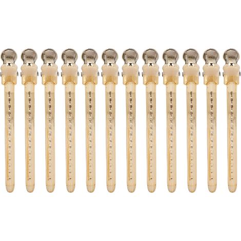 12 pinces à cheveux en bec de canard, grand angle d'ouverture, force de serrage renforcée, pratique et durable, outil de coiffure doré (1/5)