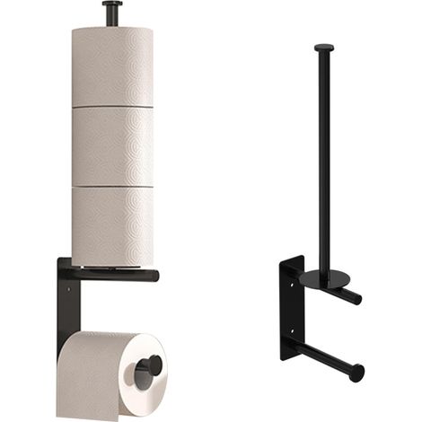 Porte Papier Toilette Noir Support Papier Toilette Mural sans Perçage Autocollant Porte-Rouleau pour Rangement des Rouleaux De Papier Toilette dans Salle Bain Et Les Toilettes (1/5)