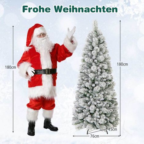 Pour maison, bureau ou magasin, sapin de Noël artificiel facile à monter, 180 cm, floqué et LED blanc chaud (1/5)