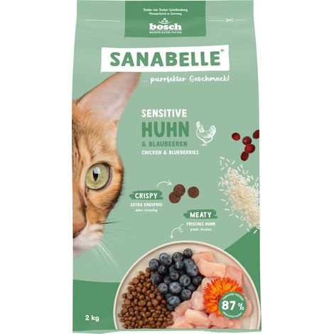 Sanabelle Katzentrockenfutter Adult Sensitive mit Huhn für ernährungssensible Katzen 2 kg