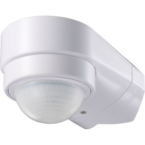 Détecteur de présence 360° IP65 mural/angle – Minuterie, crépuscule, portée 16m