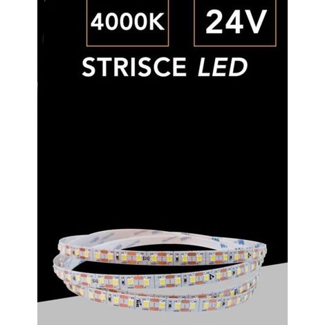 TrAdE Shop Traesio - Striscia Led Flessibile Dc 24v 100w Smd 2835 Monocolore 120led/mt Bobina 10mt 2835-10m-24v - -Bianco Naturale - (1/2)