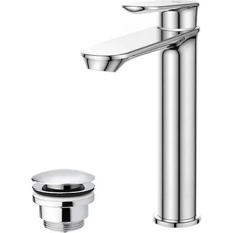 Mitigeur de lavabo avec bec haut et garniture de vidage (bouchon) chromé (1/3)