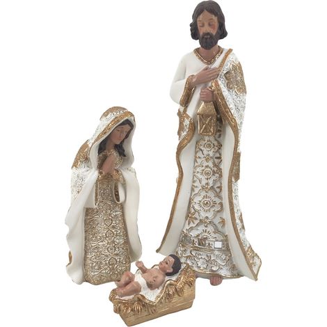 Figure del presepe bianche con filigrana oro 30 cm set 3 (1/2)