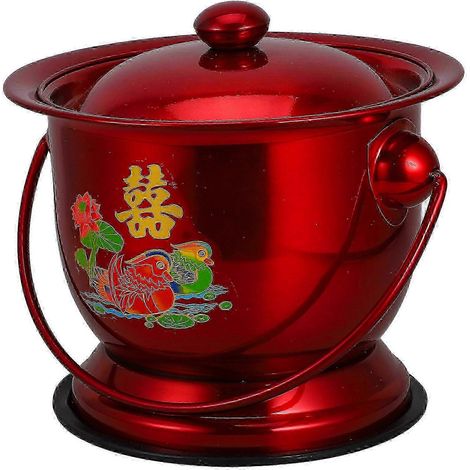 Urinoir portable en acier inoxydable pour adultes et personnes âgées, pot de chevet, rouge. (1/5)