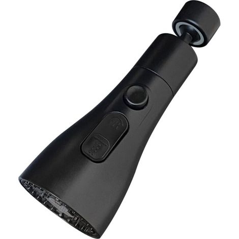 360° rotating kitchen spray head with 3 positions, spray head holder, replacement mixer tap head, aerator, black (1/5)