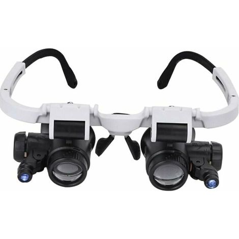 UlisemLoupe bandeau réglable avec lumière LED 8X 15X 23X loupe lunettes lunettes binoculaires loupe mains libres (1/4)
