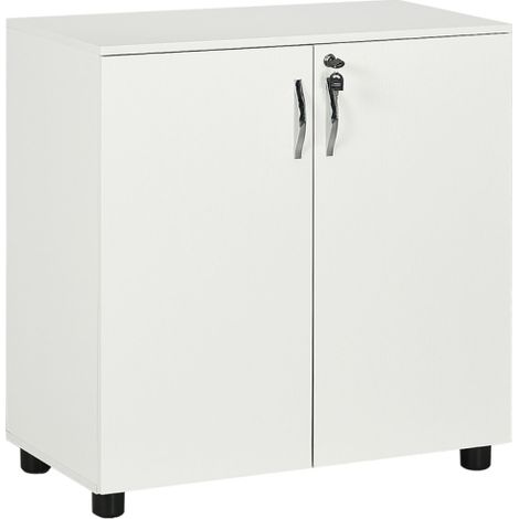 White Two-Tier Office Storage Cabinet for Secure Locking and Organization (1/5)