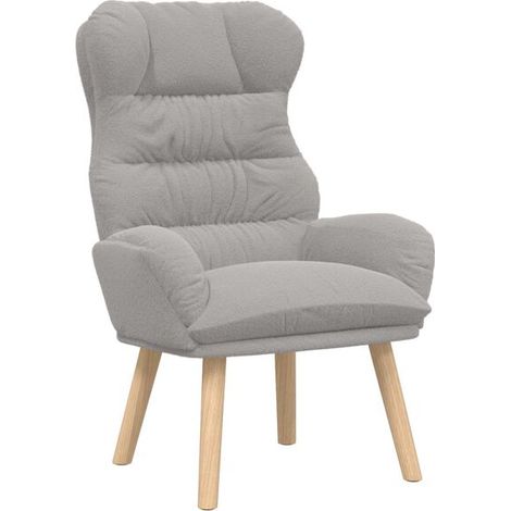 Fauteuil, gris clair, dimensions : 69 x 74 x 93 cm, tissu en laine d'agneau. (1/5)