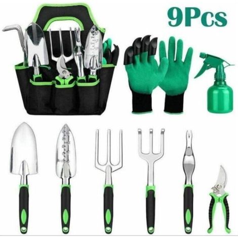 9-Piece Gardening Tool Kit with Storage Bag, Watering Can, and Gardening Gloves (1/5)