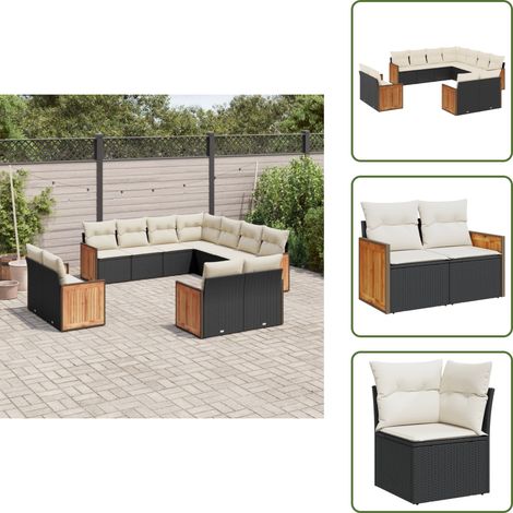 Salon de jardin 11 pcs avec coussins noir résine tressée - Ensemble Salon De Jardin - Meuble Extérieur - Mobilier De Jardin - Salon De Jardin Pliable - Set De Salon De Jardin (1/5)